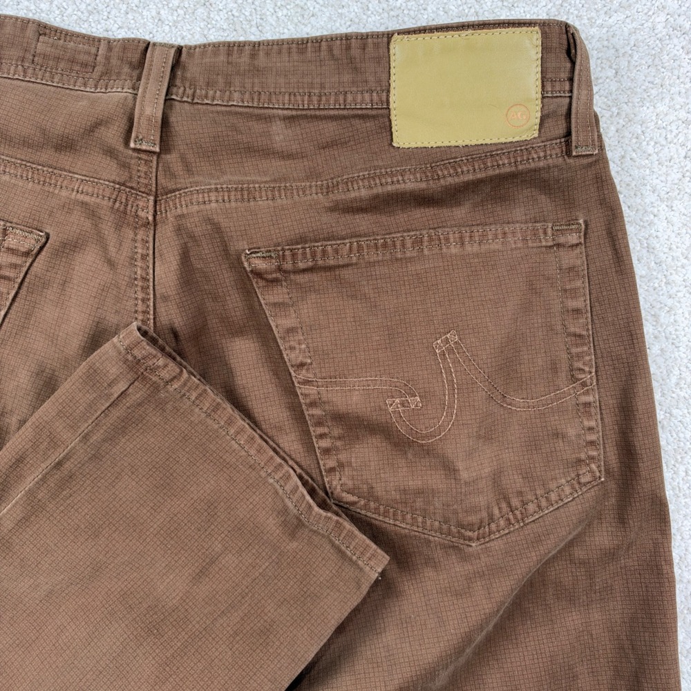 AG Adriano Goldschmied The Everett Men 36x32 Brown Slim Straight Textured Pants